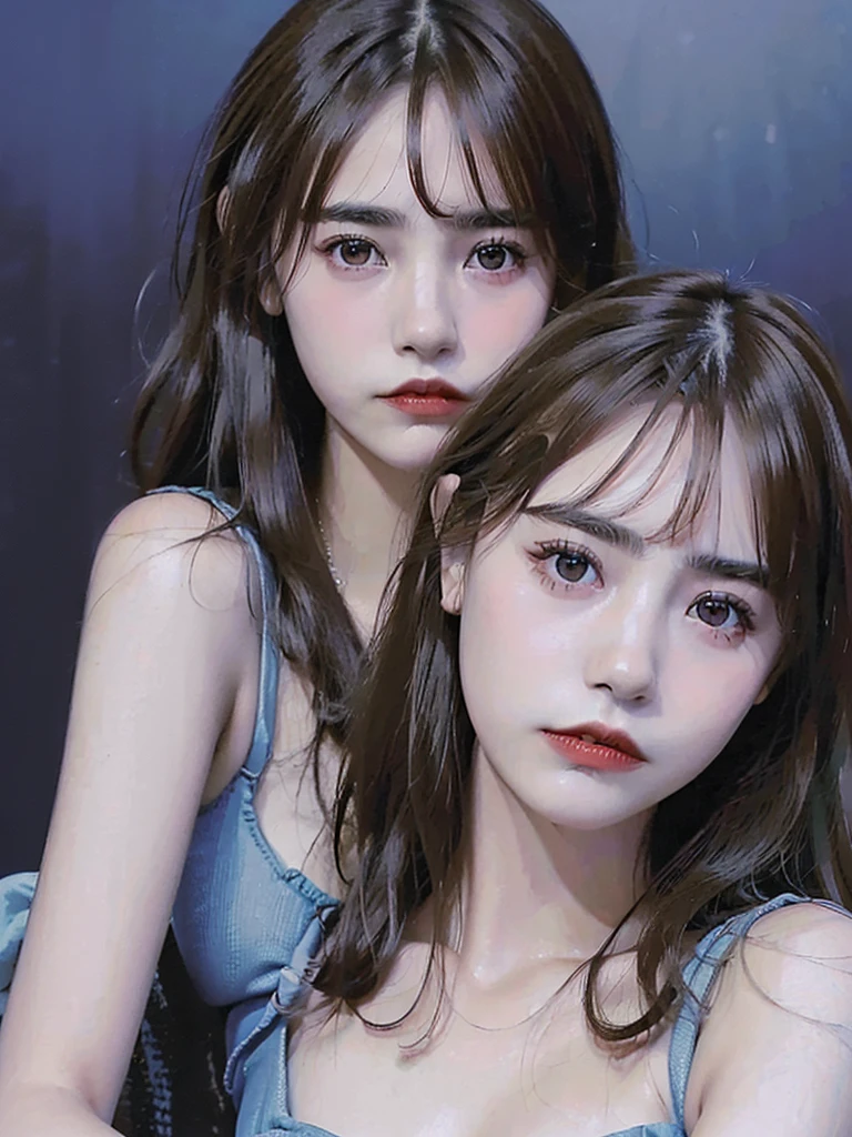 (Masterpiece: 1.4), two girls, kissing, sticking out their tongues, exchange of saliva, tears, underwear, wistful expression, skin wet with sweat, wet underwear, sexual arousal