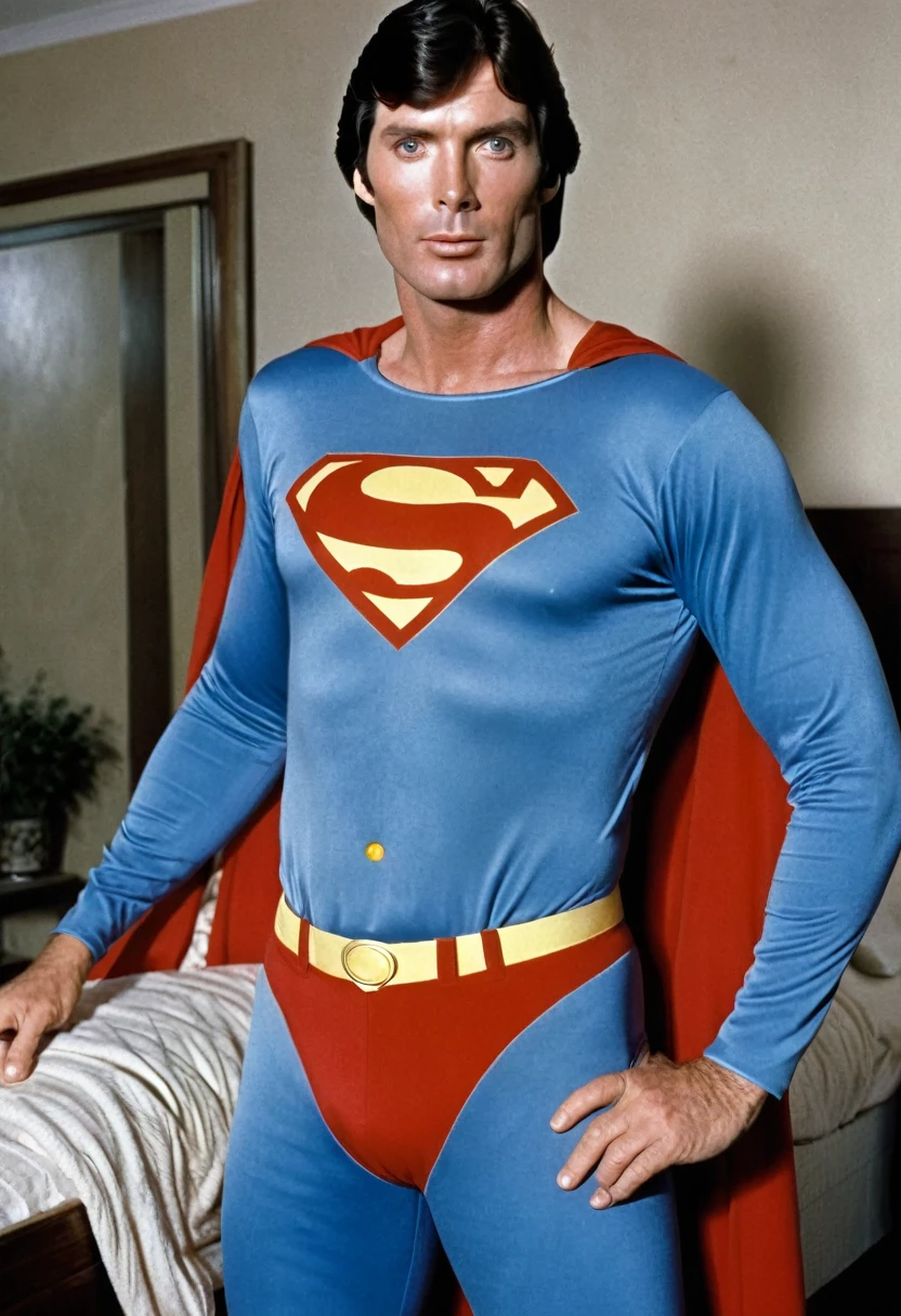 Christopher Reeve superman wearing a Chuck Norris Pijama Patern