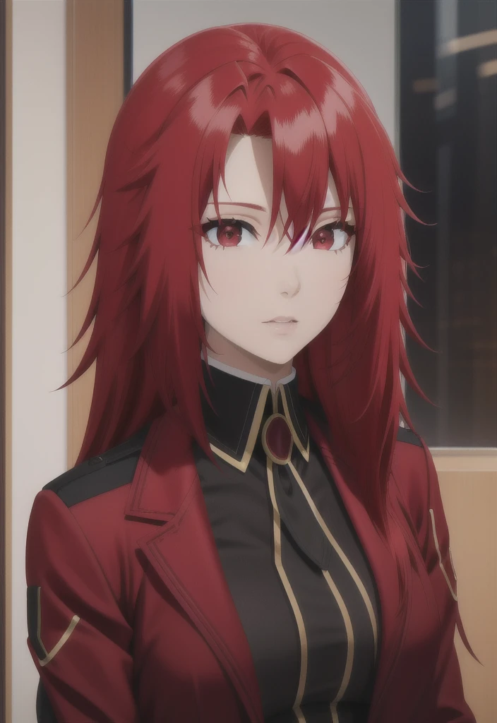 best quality, red hair,red eyes,masterpiece, highres, solo