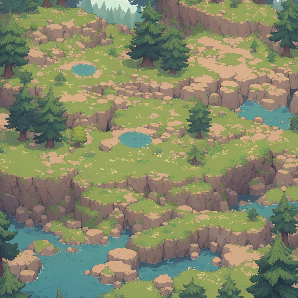 retro video game style,pixelated, vibrant pastel colors,8-bit characters,blocky shapes,sharp lines,detailed shading,classic gaming vibe,nostalgic atmosphere,classic arcade games,masterpiece:1.2,ultra-detailed,illustration style, 2d texture, stone texture, 4 k seamless mud texture, video game texture, dirt texture, tileset, game tiles, grass, 3/4th perspective trees, 3/4th perspective tileable rock texture, 3/4th perspective tileable cliff formations, tileable trees, topdown view, game texture, game art, tileable texture, very detailed cliff texture, intricate stones, top down view, 3/4th perspective