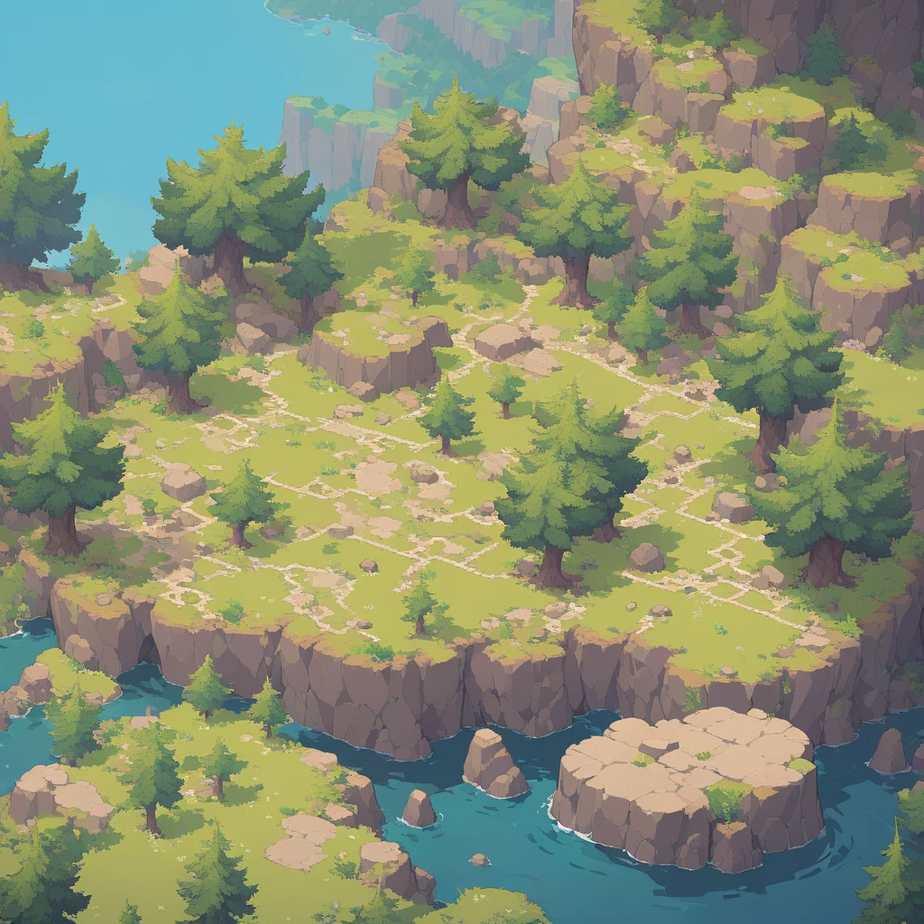 retro video game style,pixelated, vibrant pastel colors,8-bit characters,blocky shapes,sharp lines,detailed shading,classic gaming vibe,nostalgic atmosphere,classic arcade games,masterpiece:1.2,ultra-detailed,illustration style, 2d texture, stone texture, 4 k seamless mud texture, video game texture, dirt texture, tileset, game tiles, grass, 3/4th perspective trees, 3/4th perspective tileable rock texture, 3/4th perspective tileable cliff formations, tileable trees, topdown view, game texture, game art, tileable texture, very detailed cliff texture, intricate stones, top down view, 3/4th perspective