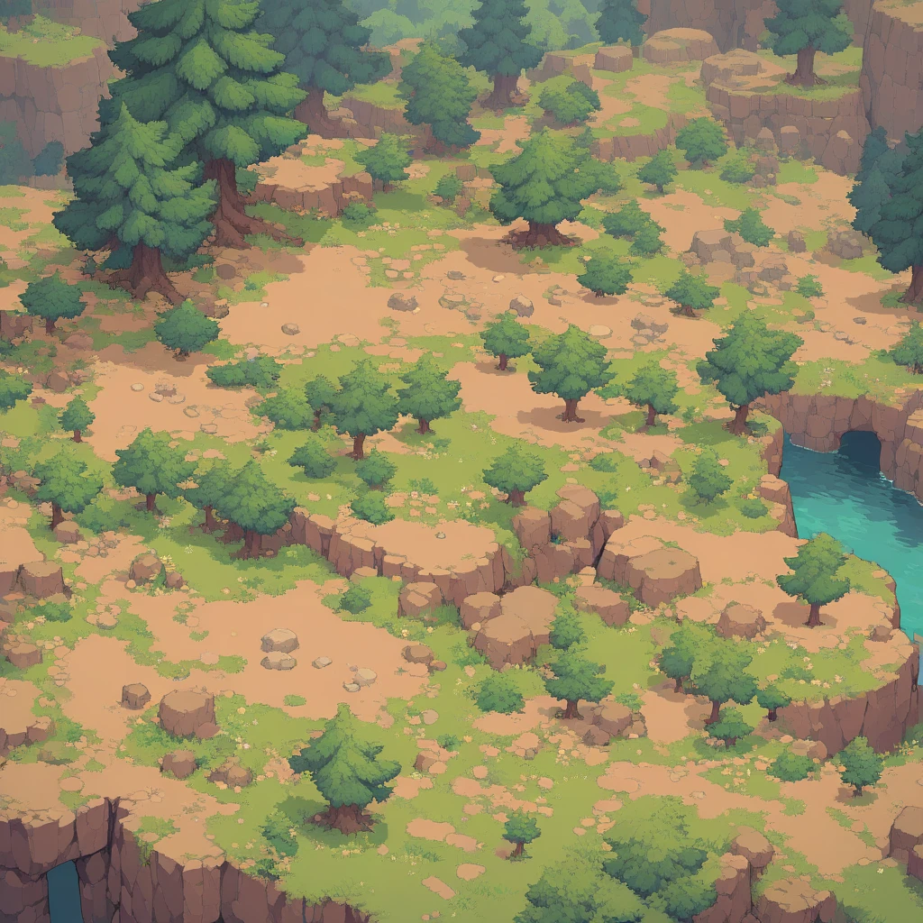 retro video game style,pixelated, vibrant pastel colors,8-bit characters,blocky shapes,sharp lines,detailed shading,classic gaming vibe,nostalgic atmosphere,classic arcade games,masterpiece:1.2,ultra-detailed,illustration style, 2d texture, stone texture, 4 k seamless mud texture, video game texture, dirt texture, tileset, game tiles, grass, 3/4th perspective trees, 3/4th perspective tileable rock texture, 3/4th perspective tileable cliff formations, tileable trees, topdown view, game texture, game art, tileable texture, very detailed cliff texture, intricate stones, top down view, 3/4th perspective