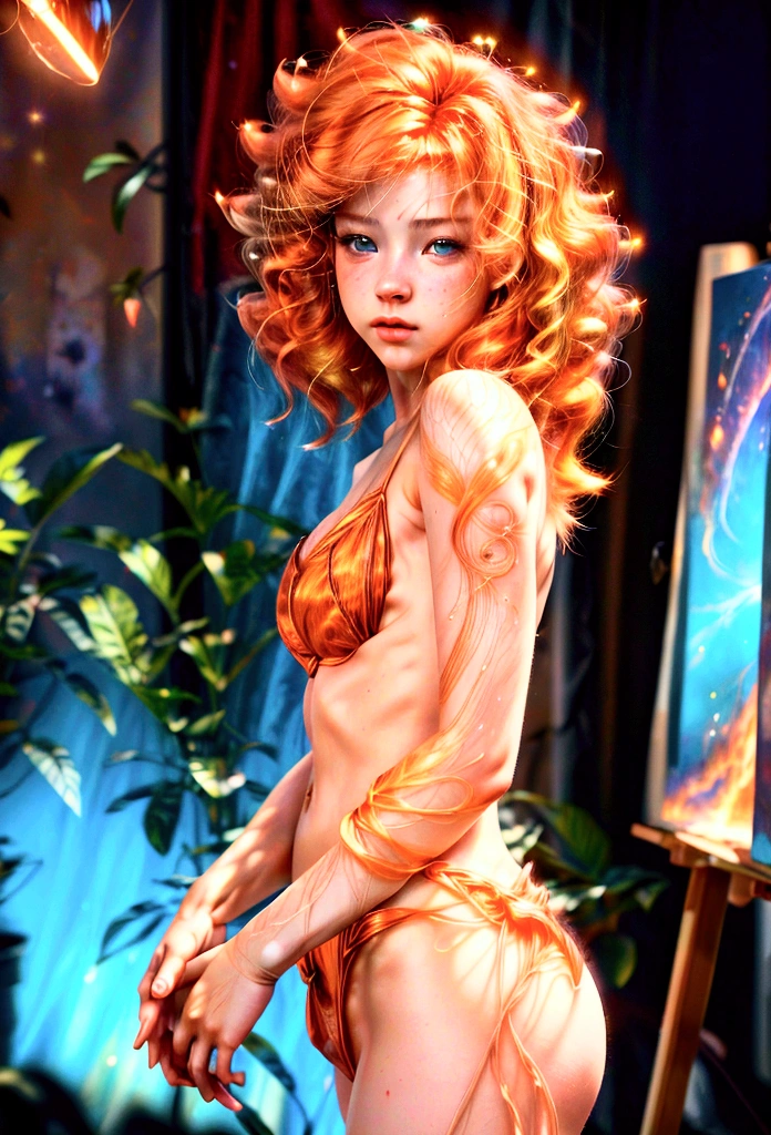 (gem_particle, outline: 1.2), light_line, light, light particle, (girl made of lines of light: 1.3, wearing lines of light), density of lines, (flaming orange blonde hair_messy thick waves, line of light), (best quality,4k,8k,highres,masterpiece:1.2),ultra-detailed,(realistic,photorealistic,photo-realistic:1.37),HDR,UHD,studio lighting,ultra-fine painting,sharp focus,physically-based rendering,extreme detail description,professional,vivid colors,bokeh,conceptart