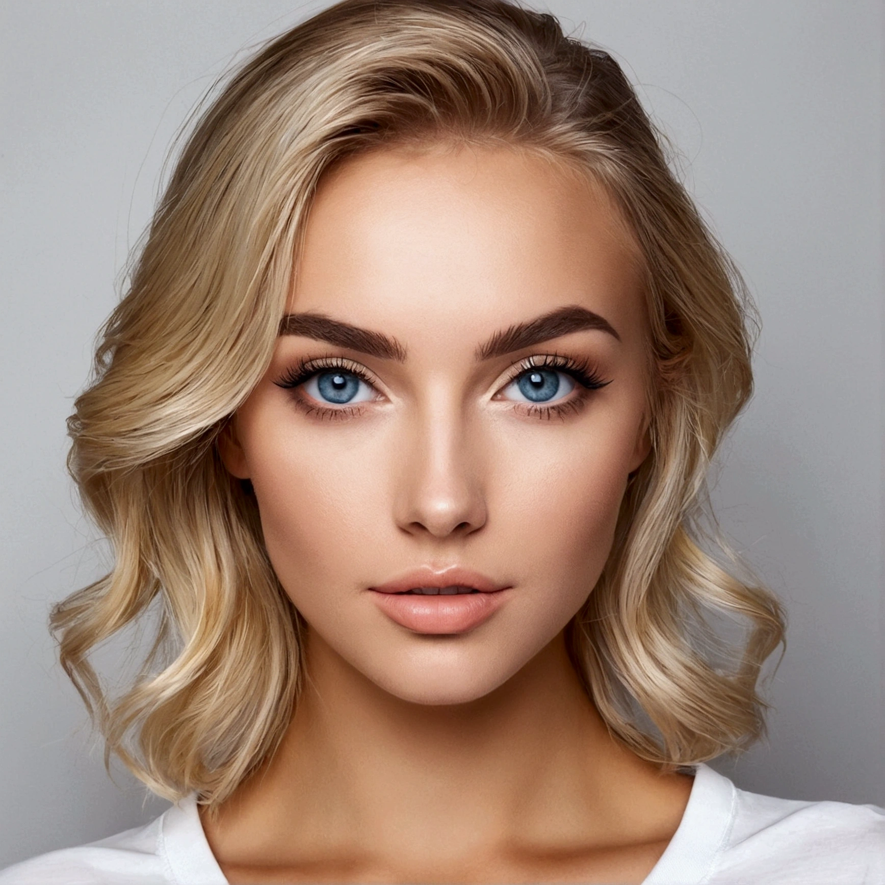Femme suédoise blonde, qui pose en ville ou on voit tout son corp, fille sexy aux yeux bleus, sportive, ultra réaliste, Méticuleusement détaillé, promène en ville, habit décontracté, cheveux blonds et grands yeux, selfie d'une jeune femme, fond de grande hauteur, suite blanche, avec du maquillage, Maquillage naturel, Regarder directement la caméra , Visage avec Artgram, Maquillage subtil, Superbe photo de tout le corps debout Dans la pièce,
