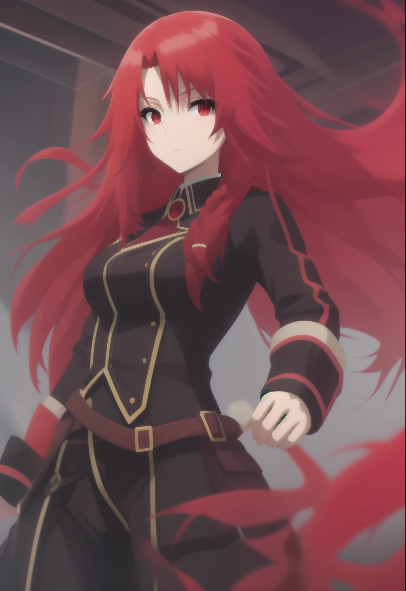 best quality, red hair,red eyes,masterpiece, highres, solo