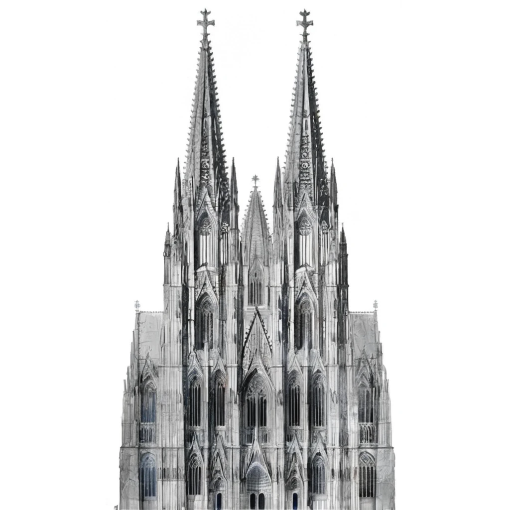 Masterpiece, best quality, very detailed, Cologne Dome, Cologne cathedral, starry sky