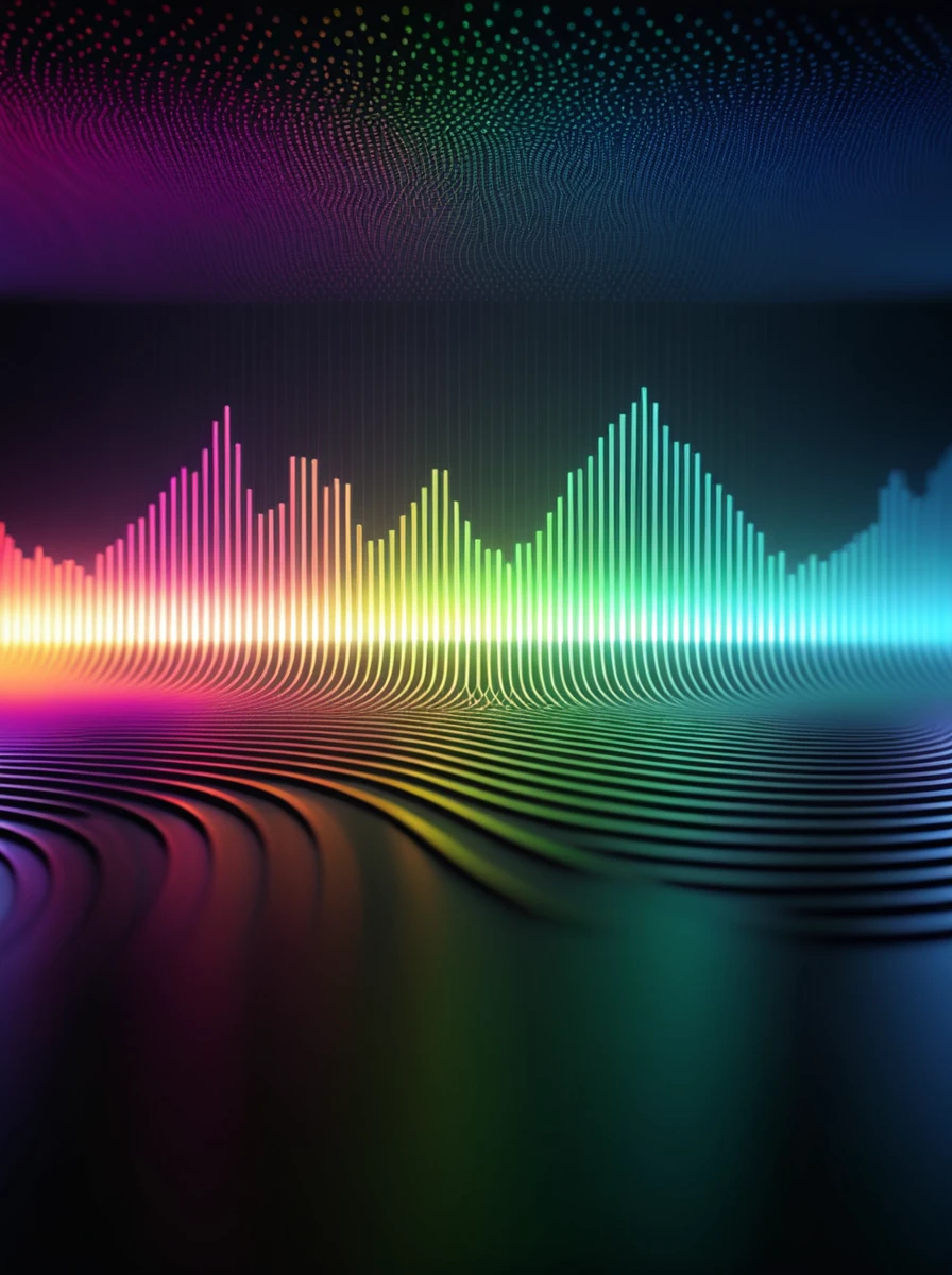 a close up of a graphic of a sound wave with a lot of different colors with circles, abstract art representing data, sound waves, sound wave, on floor perspective, 4k detailed digital art, digital artwork 4 k, wave frequencies, bass sound waves on circuitry, background artwork, particle waves, 4k highly detailed digital art, flashy modern background, multicolored vector art, abstract tech, gradient dark