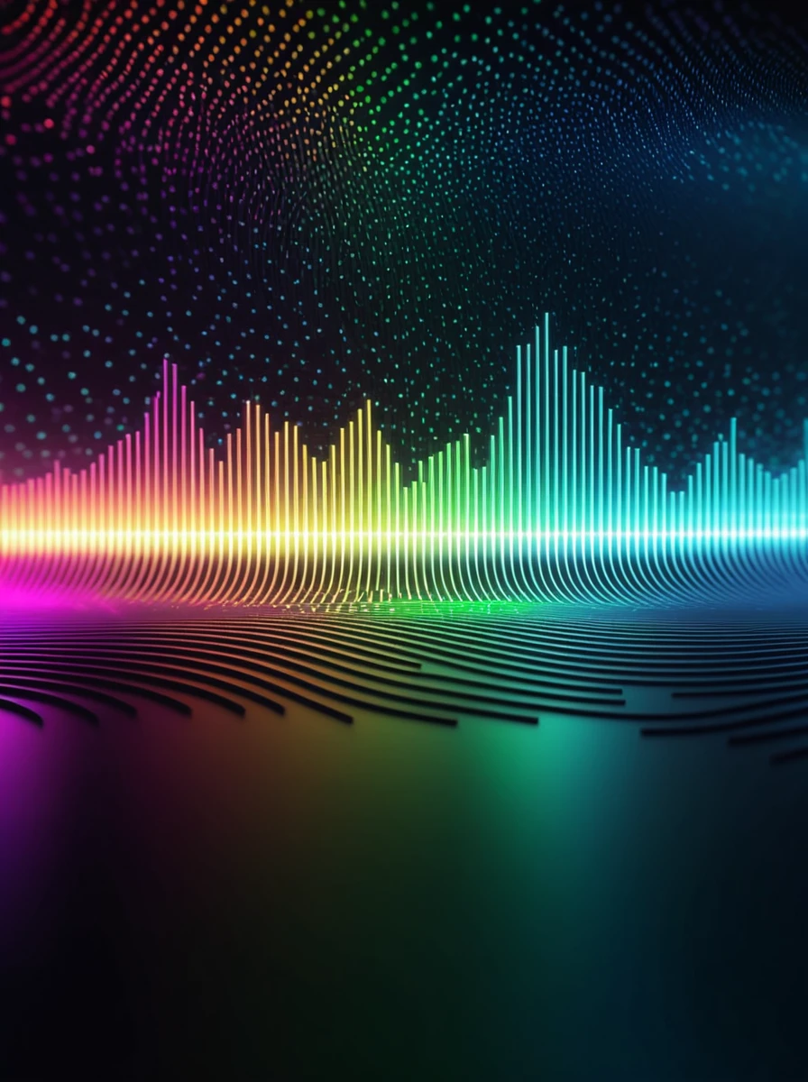 a close up of a graphic of a sound wave with a lot of different colors with circles, abstract art representing data, sound waves, sound wave, on floor perspective, 4k detailed digital art, digital artwork 4 k, wave frequencies, bass sound waves on circuitry, background artwork, particle waves, 4k highly detailed digital art, flashy modern background, multicolored vector art, abstract tech, gradient dark