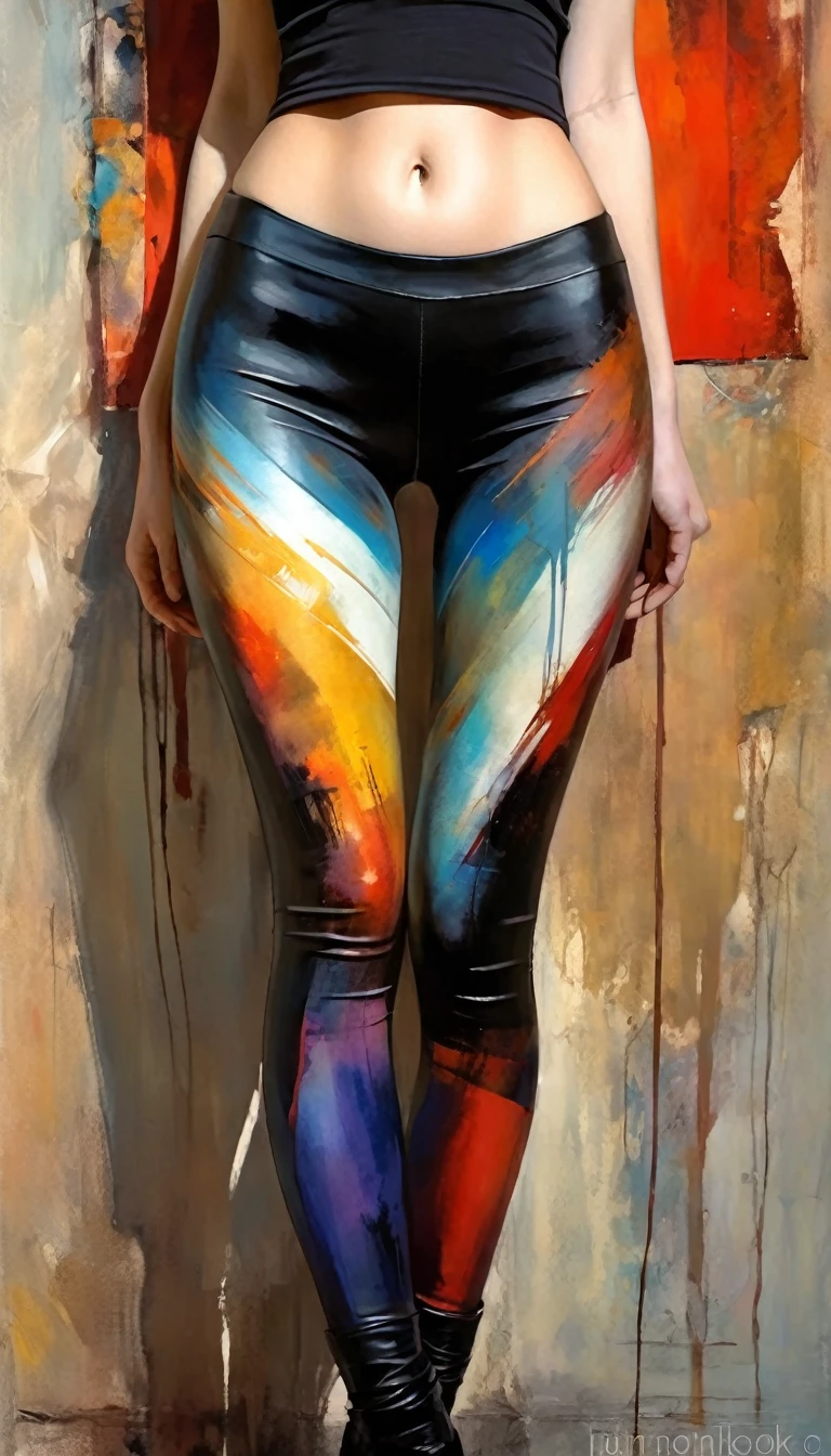 perfect hand, ACOAL LEGGINGS, HimenoKisara (art inspired by Bill Sienkiewicz). oil painting)