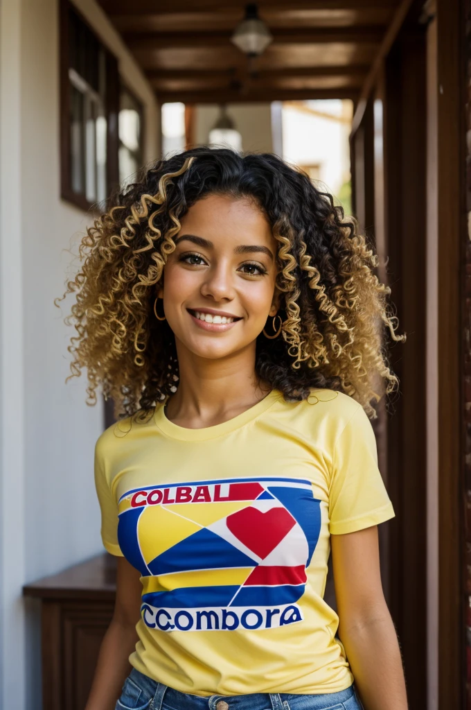 colombia t-shirt,curly hair,gina,