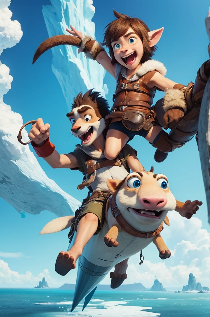 Ice Age character stuck to rocket