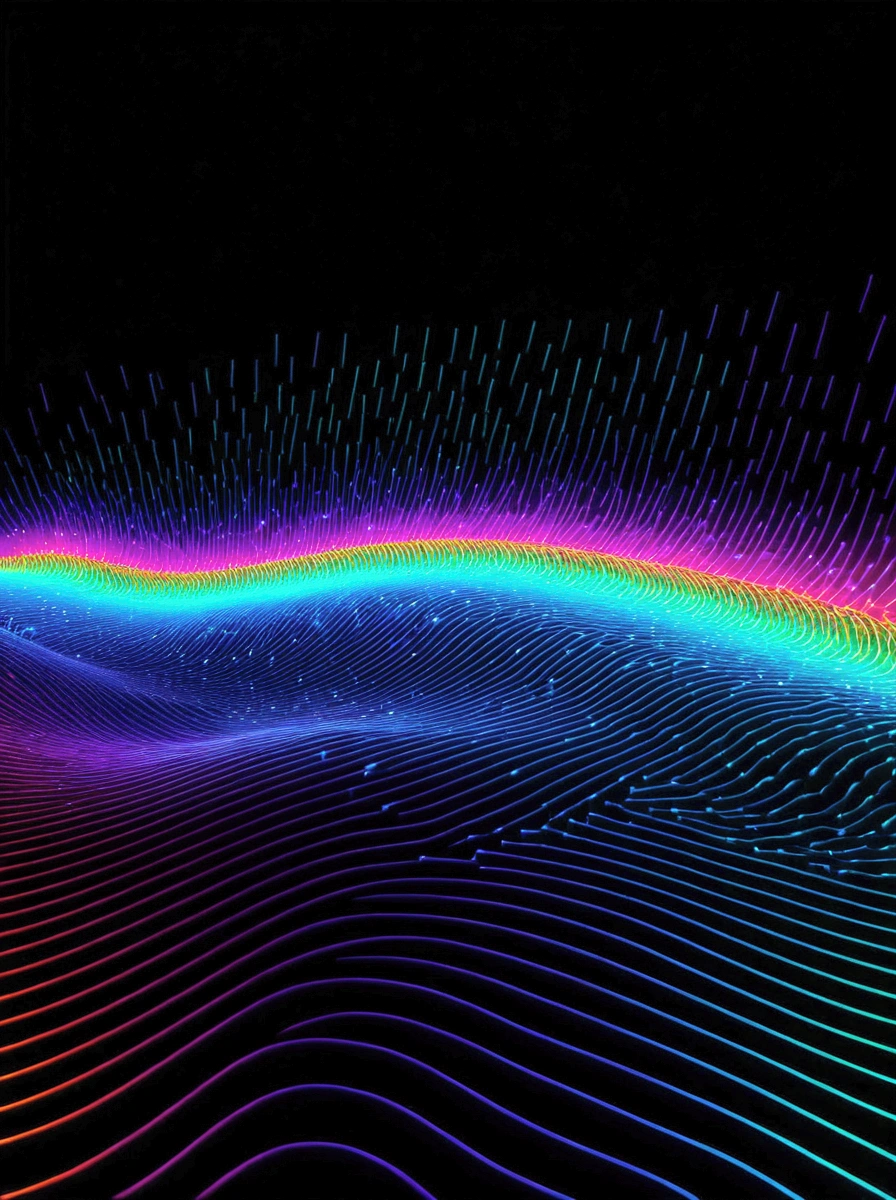 
a close up of a graphic of a sound wave with a lot of different colors, abstract art representing data, sound waves, sound wave, on floor perspective, 4k detailed digital art, digital artwork 4 k, wave frequencies, bass sound waves on circuitry, background artwork, particle waves, 4k highly detailed digital art, flashy modern background, multicolored vector art, abstract tech