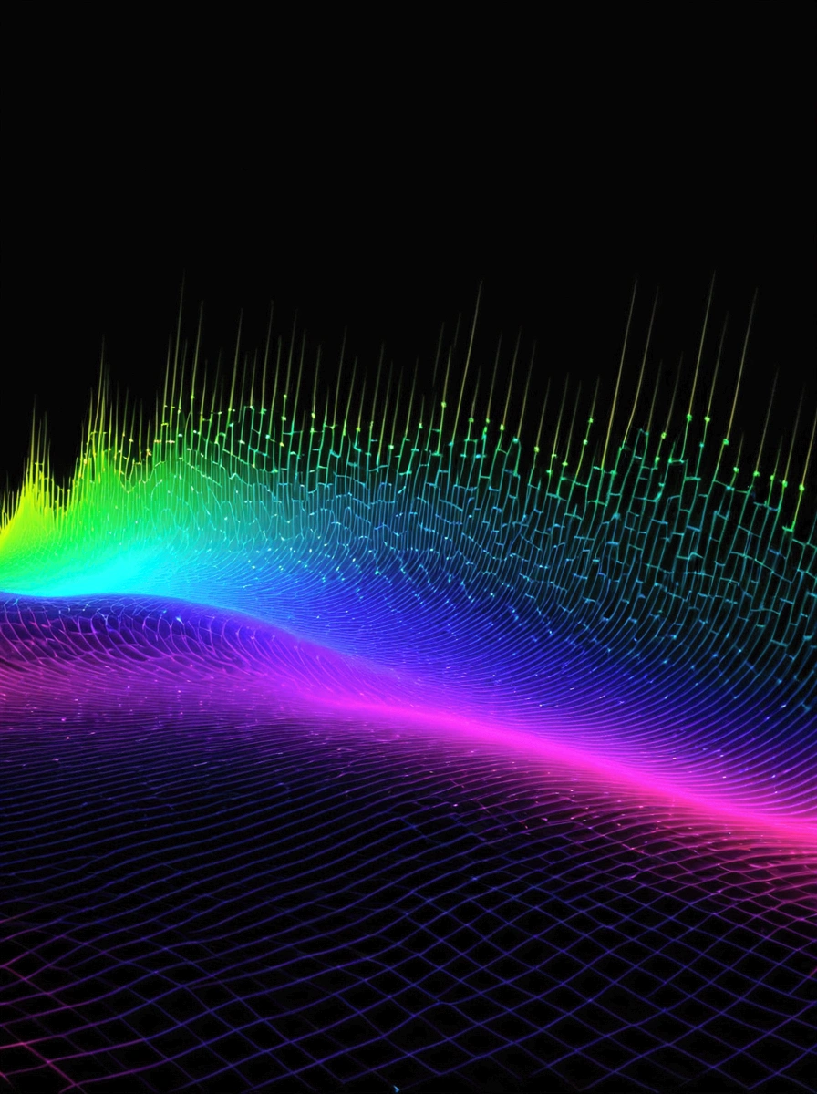 
a close up of a graphic of a sound wave with a lot of different colors, abstract art representing data, sound waves, sound wave, on floor perspective, 4k detailed digital art, digital artwork 4 k, wave frequencies, bass sound waves on circuitry, background artwork, particle waves, 4k highly detailed digital art, flashy modern background, multicolored vector art, abstract tech