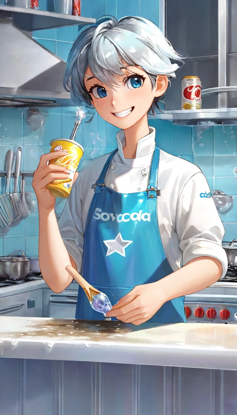 You are a talented graphic designer.
Please generate an image with the following prompts.
"""
Scene 2: Soda cleaning magic
Art style: realistic, fantasy-like anthropomorphic image
Character Design:.
The character is "Soda," a baking soda spirit. He is approximately 20 cm tall and has a cute appearance. Soda's body is a gradation of pale blue and white, transparent and reflecting light. Her eyes are large and she has a smile on her face. In her hand she holds a small magic wand, the tip of which emits a faint light. Her hair is decorated with star-like ornaments, fluffy and shoulder-length.
Soda is seen flitting about in the kitchen. A magical light emanates from her wand, erasing scorch marks and grease stains. His expression is confident and his smile sparkles as he erases each stain.
Background and Environment:.
A dirty kitchen after use. There are burn marks on the stove and grease stains spreading across the counter. However, the areas where Soda has worked his magic are shining brightly.
Light and shadow.
The light emitted from Soda's wand erases the stains and spreads the shine. The contrast of light and shadow throughout the kitchen emphasizes the difference between before and after cleaning.
Overall atmosphere: Surprise and delight from the magic of the soda wand.
Surprise and delight through the magic of soda. The viewer is impressed and excited by the instantaneous cleanliness of the kitchen.
"""
The following conditions should then be met.
Create a sense of homey warmth.
Please generate high-quality, realistic anthropomorphic images.
The image should be exaggerated.
The aspect ratio should be 1:1
After generating one image, please generate another.
Please repeat 5 times.