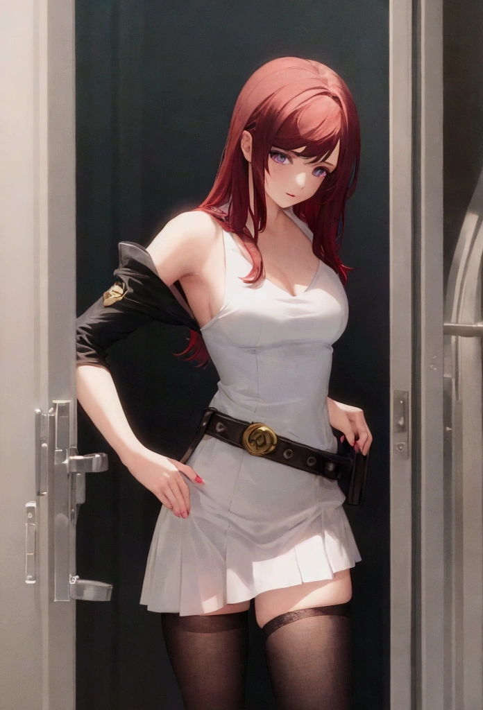 Masterpiece, Best Quality, 1 girl, Red hair, purple eyes, unclothed