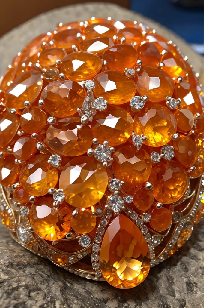 Orange quartz mixed with sapphires