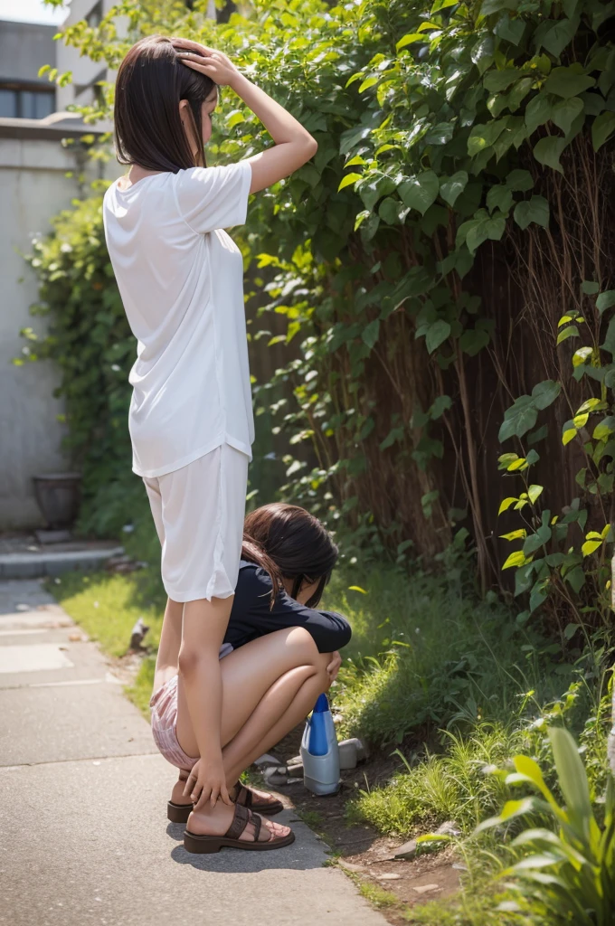 A woman urinating