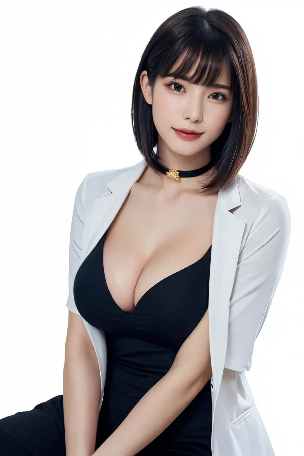 (close: 1.4、Everything is beautifully detailed),
(RAW Photos: 1.2), (Realistic: 1.4), (masterpiece: 1.3), (Highest quality: 1.4), dream-like, (Detailed beautiful eyes), (Detailed facial features), (Detailed clothing features), Skin Tightening, (Shiny skin), (Slender girl), (Slim girl), 1 Girl, (whole body)), alone, cute, (Middle chest), bangs, Straight hair, Black Hair, Iris, Crystal Pendant, Long blue scarf, White long wool coat, Black thick pantyhose, Brown snow boots, (Highest quality, 8K, 32k, masterpiece, Ultra-high resolution: 1.2), cute日本の女性の写真, 1 Girl, (big), (Tall Woman), (Abdominal muscles), (lips), Mouth closed, (Short Hair), double eyelid, Wet Skin, Only one very beautiful woman, Very sexy body, Look straight into the camera, Golden ratio face, Golden ratio body, Perfect body,Perfect Anatomy、 Perfect Face, {gigantic|big|huge|mega} breasts, cleavage、Perfect breasts, big breasts looking directly at the camera, A temporary sexy look, Squeeze your chest between your arms to create cleavage, Get closer to my chest, Coquettish smile, Very happy smile, Skin luster, big eyes, Pupil highlights, Lip gloss, clear double eyelid, eyelash, Long neck, Beautiful Short Hair, glossy dark Black Hair, bangs, thick bangs, Shiny skin, Mole on chest, Watery eye mole, clean bangs, Beautiful collarbone, Beautiful hip bones, Pure white background, Sky Background, Transparent white business shirt, Clothes that seem to be visible but invisible, Overwhelming charm, Attractive natural light, 19 years old, choker、Bust close-up