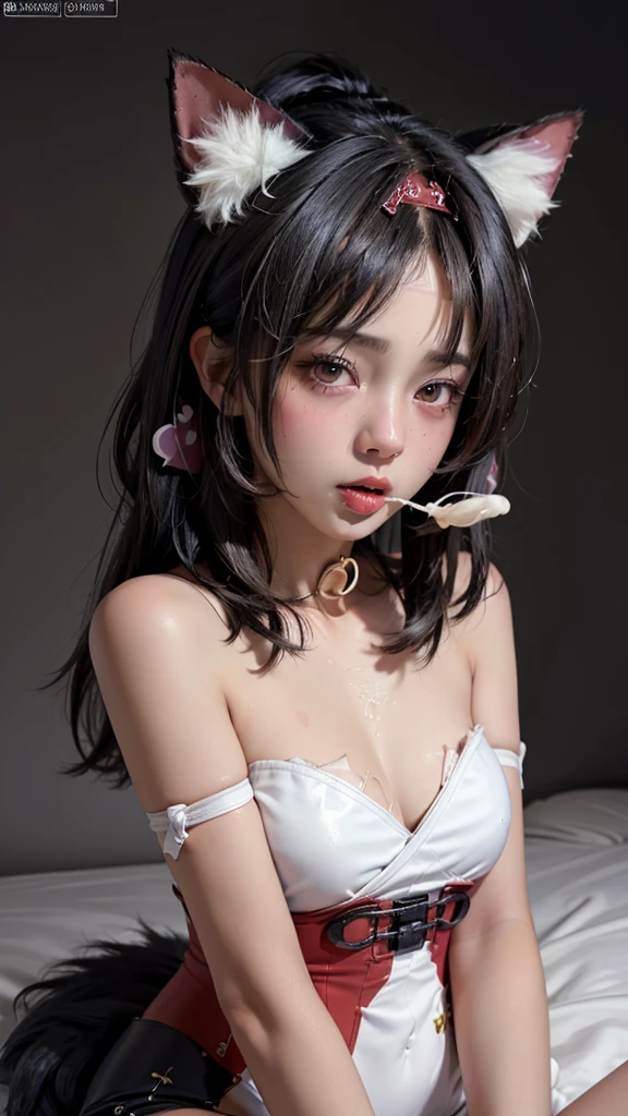 (masterpiece,Highest Resolution,4K High Resolution,Crisp image quality,Ultra HD,Detailed Hair)(Close up sex shoot)(Realistic KID:1.2),Cat ear,Red Headgear,blush.Full of sperm,realisticvaginal,((Full of sperm))(Shooting up close:1.2)(Determined skin)((Eyes are hearts)((Real adult cock oral POV)