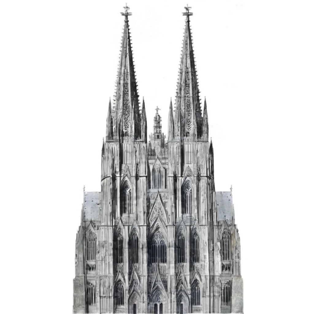 Masterpiece, best quality, very detailed, Cologne Dome, Cologne cathedral, starry sky