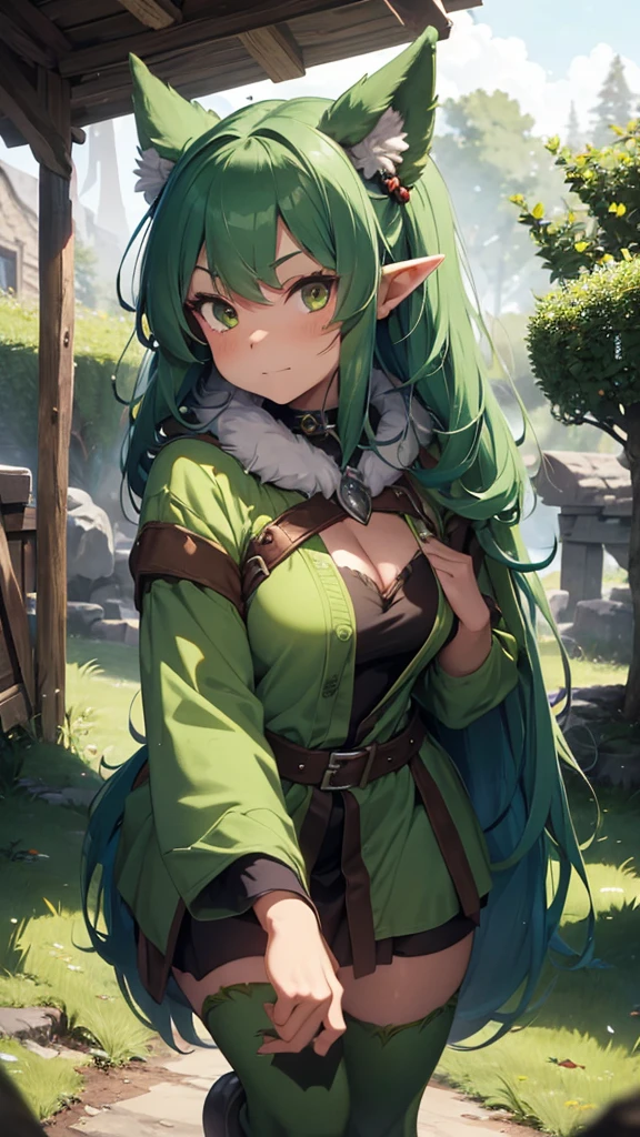 a cartoon image of a woman in costume with a furry collar, Female Orc, muscular female druid, half orc half elf woman, Female Orc forest druid, a very beautiful berserker woman, green orc female, female druid, female troll shaman, portrait of a female druid, half - orc, female earth mage, half elf woman, beautiful female druid