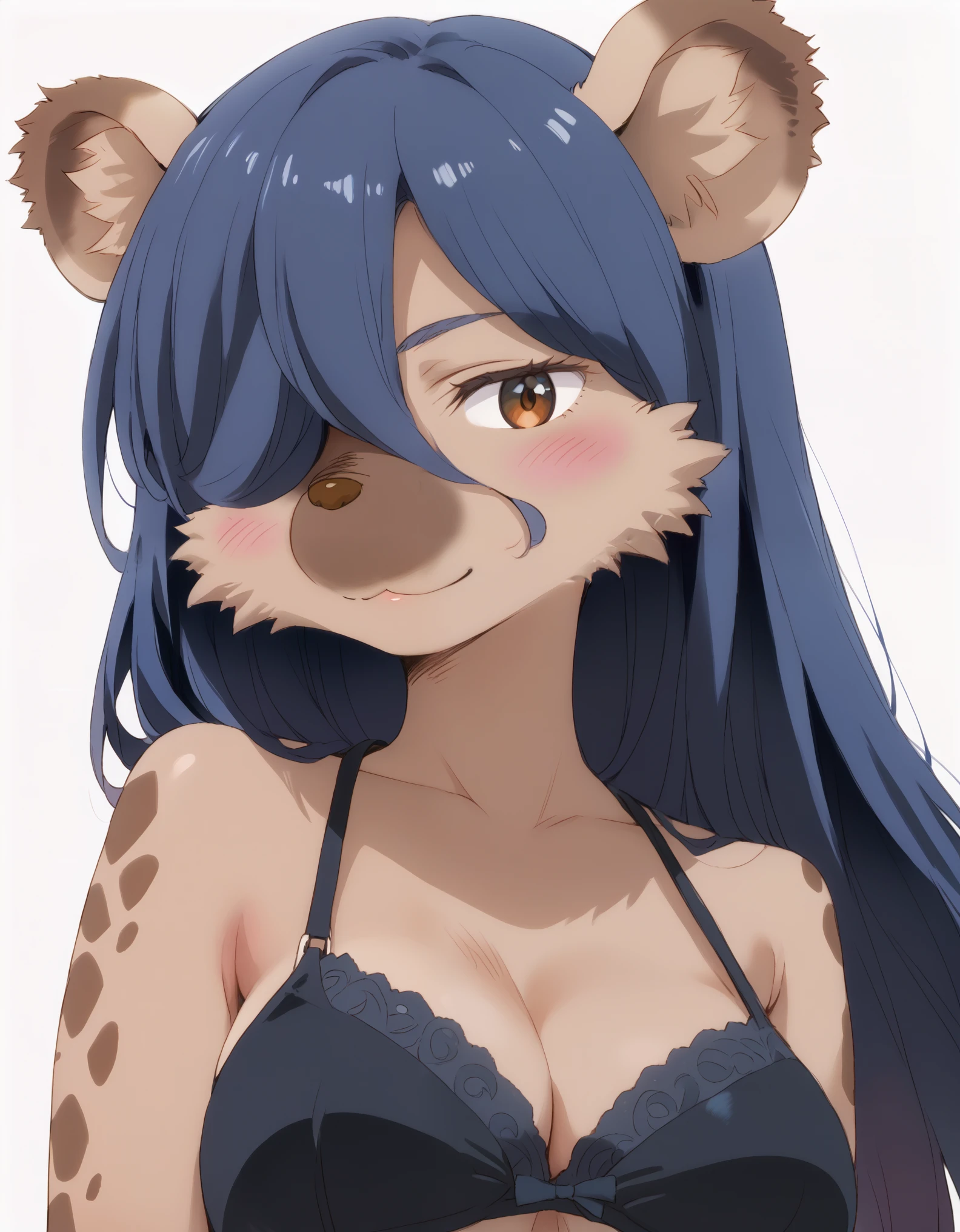 score_9, score_8_up, score_7_up, source_safe, elza, 1girl, solo, furry, furry female, looking at viewer, blush, body fur, white background, upper body, smile, 