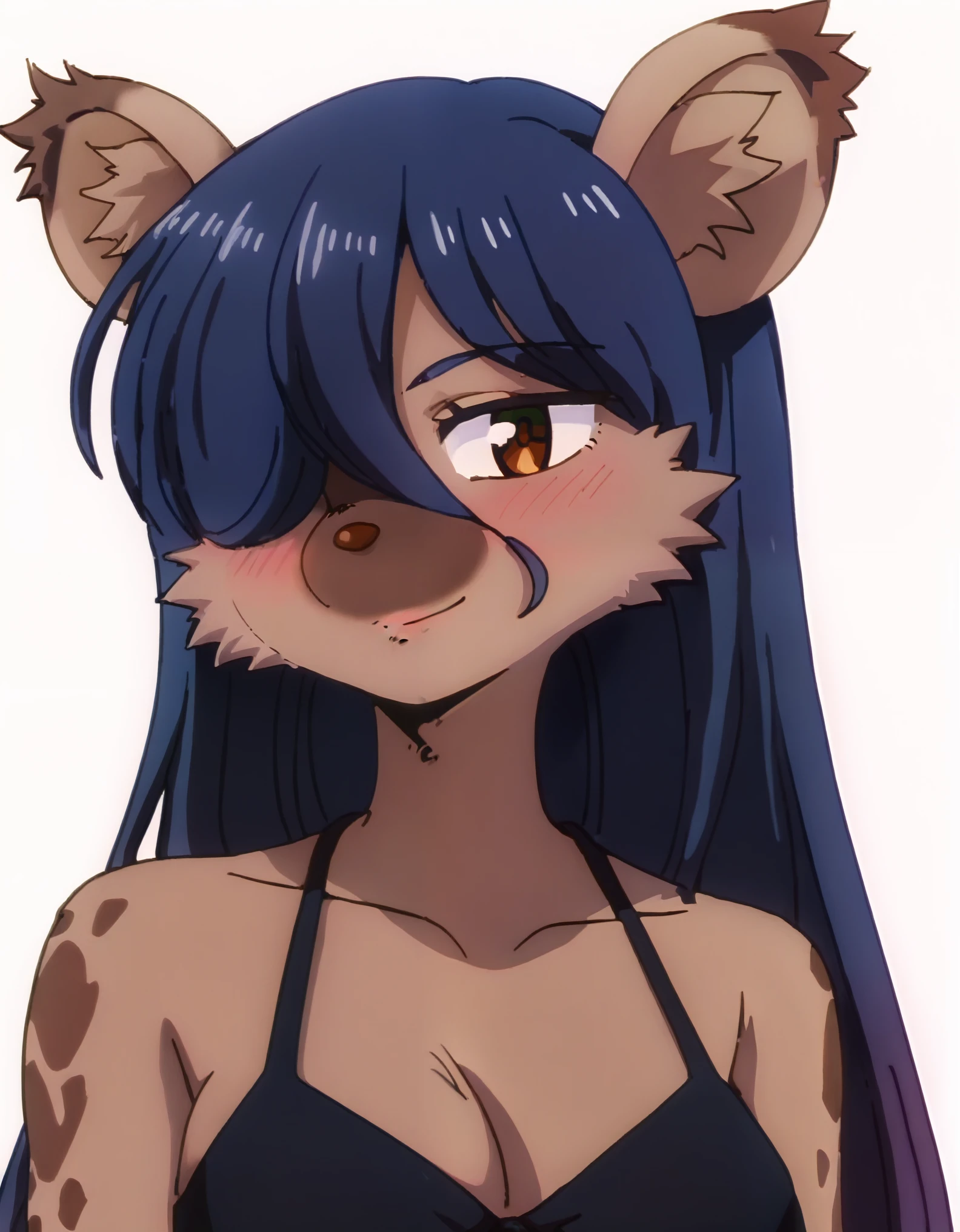 score_9, score_8_up, score_7_up, source_safe, elza, 1girl, solo, furry, furry female, looking at viewer, blush, body fur, white background, upper body, smile, 