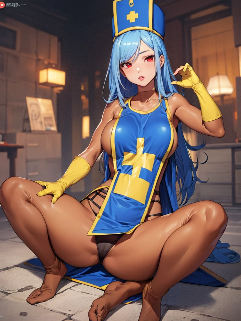 masterpiece,Highest quality, Unreal Engine, Super Resolution, Very detailed,
1 Girl, Waist, thin, (Muscular:0.8)
Round Breasts, Big Breasts, Bold, Part your lips, Observe the audience,
, sexy pose
Waist shot,Tentacles entangled in chest,,
Simple background anime style, Key Visual,
Light blue hair, Red eyes, Long-haired monk \(dq3\)
,Light Blue Panties,Tabard Elbow Gloves,Orange full body pantyhose 1.3,((Spread your legs:1.3))