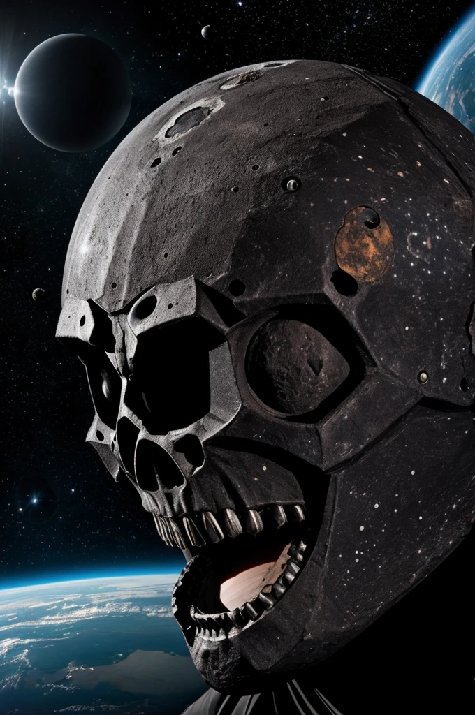 A monster star from space, humanoid, black eyes, is deformed, it's evil