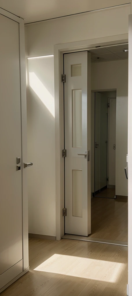 Hospital room, open door, patiente fesses visibles dans le couloir