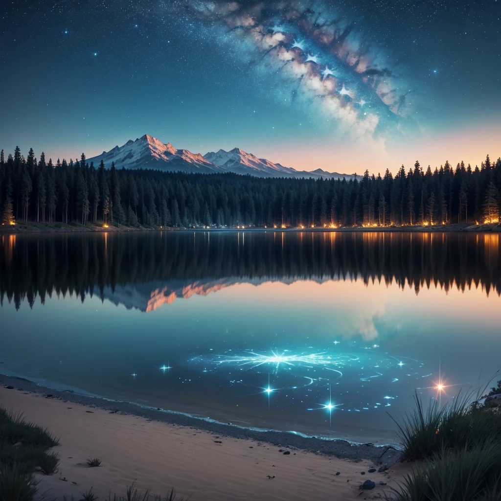 lake with night sky, with cyan star Eugenia