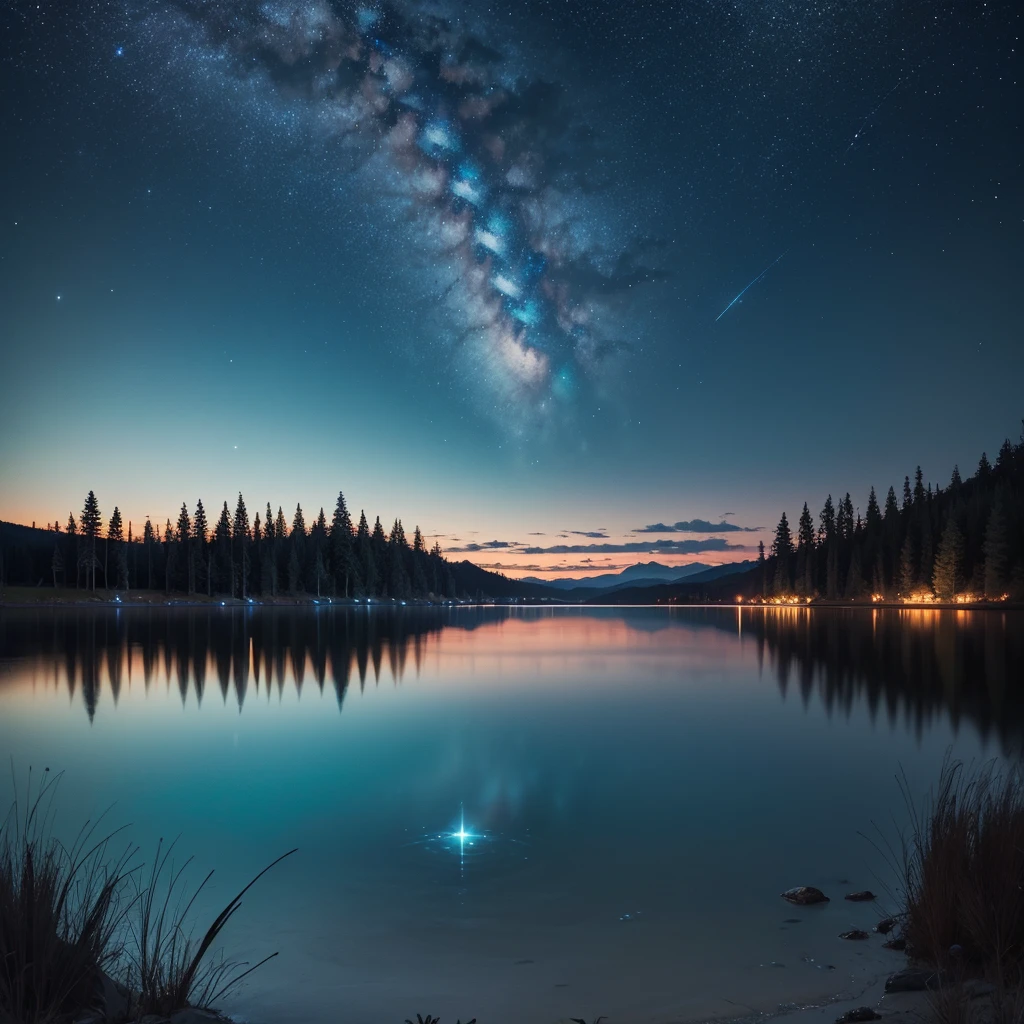 lake with night sky, with cyan star Eugenia