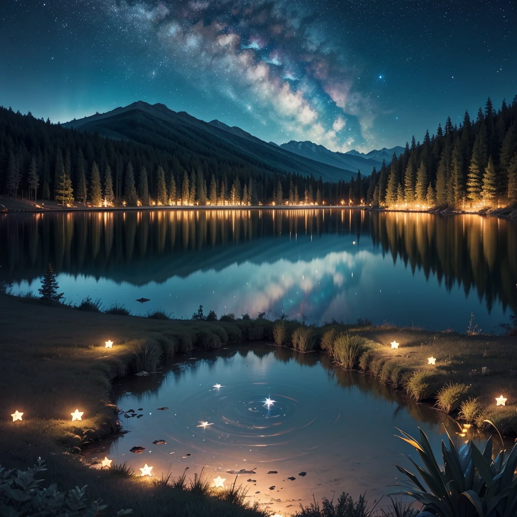 lake with night sky, with cyan star Eugenia 