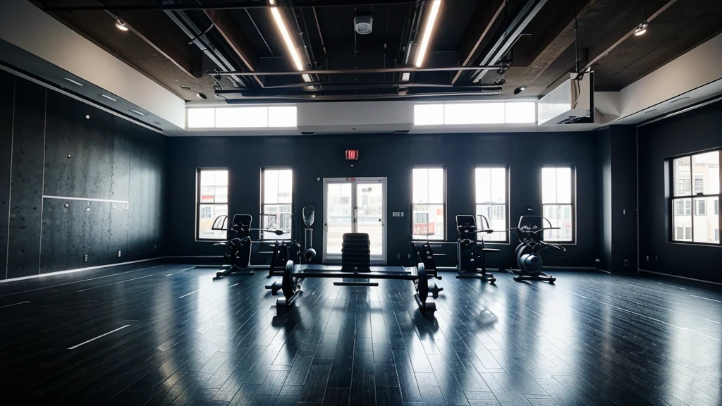 An image of a giant weight training gym with LED lighting and well equipped with modern equipment