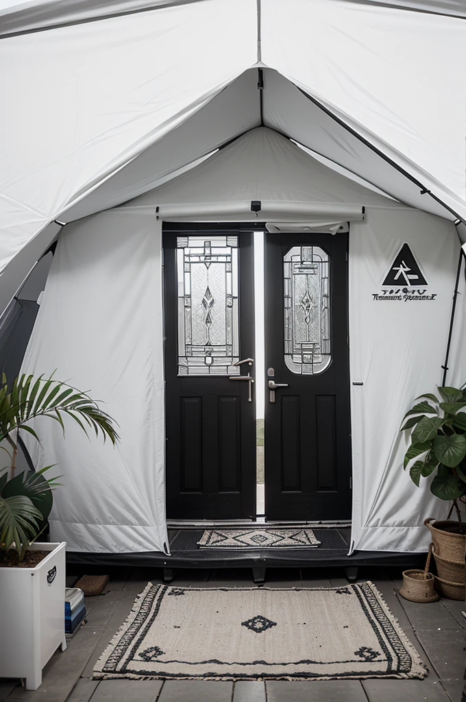 generate a logo or isotype for the northern door, a house sales and rental company in Tumbes Peru, make it elegant, modern, in good quality, in black and white, that is based on a camping tent