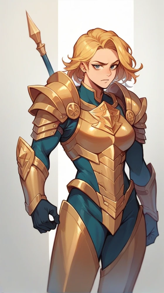 Hero in armor saving golden-haired lady 