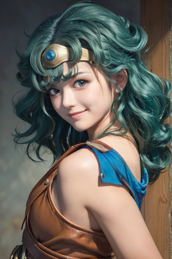 masterpiece、1 beautiful girl、Beautiful Eyes、smile、Puffy eyes、Highest quality, 超High resolution, (reality: 1.4), Cinema Lighting、Japanese、Asian Beauty、Korean、so beautiful、Beautiful Skin、Body facing forward、Face close-up、Upper body close-up,(超reality的な)、(High resolution)、(8K)、(Very detailed)、(美しくBeautiful Eyes)、(Very detailedな)、 (wall-)、Detailed face、Bright lighting、Professional Lighting、Looking at the audience、Look straight ahead、Diagonal bangs、Bright light Blue Hair、Nogizaka idol、20-year-old、masterpiece, Highest quality, Very detailedな, shape, Sage_(dq3),Long Hair, Blue Hair, Circlet, Red eyes,Small breasts, Yellow gloves, White Dress, belt, Cape, boots,Get down on one knee.to burst into flames.A near-death situation.
