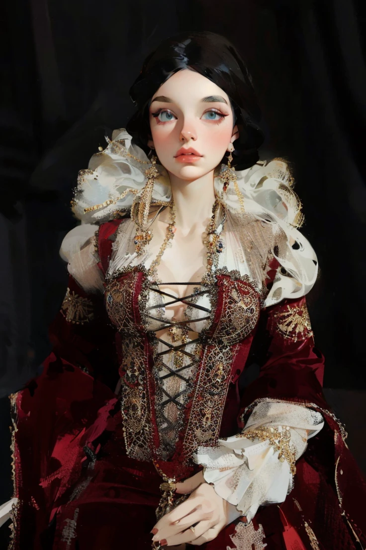 Girl with white wavy hair,side braids,beautiful necklace, Targaryen women hairstyle,beautiful gold tiara, red and black dress