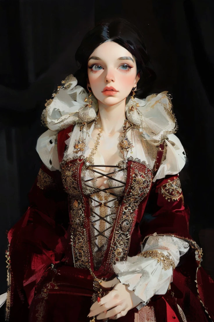 Girl with white wavy hair,side braids,beautiful necklace, Targaryen women hairstyle,beautiful gold tiara, red and black dress
