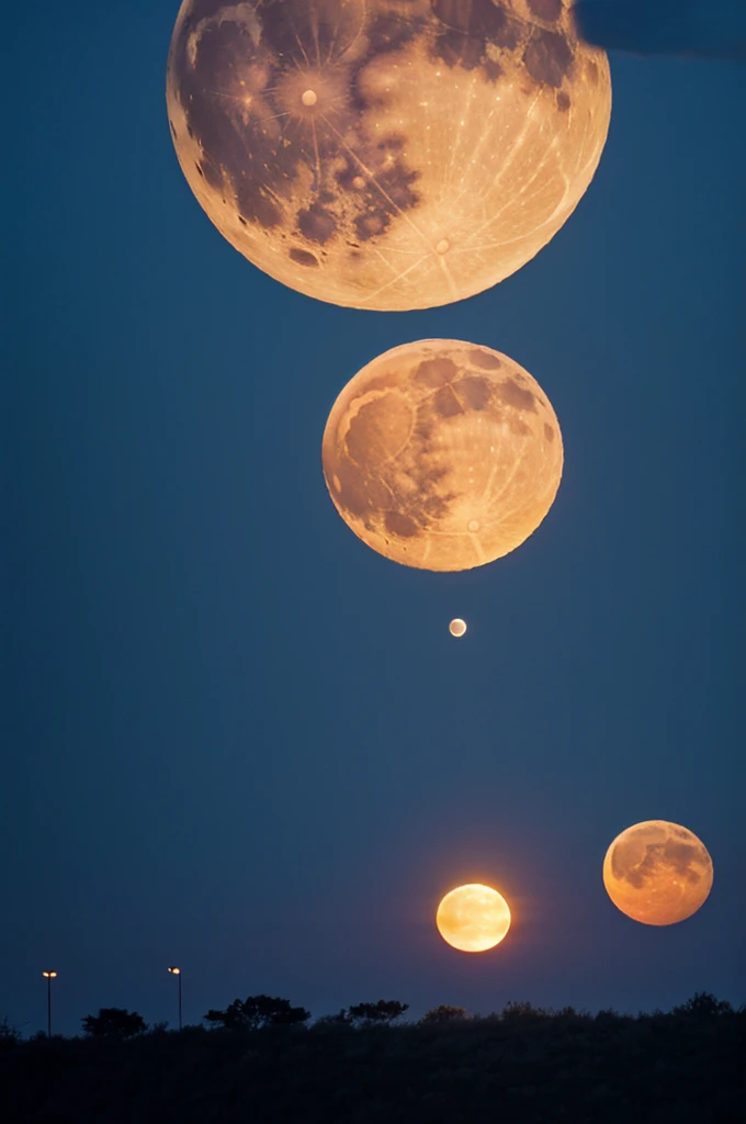 Sunset with moon and sun.