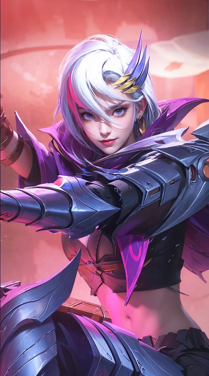 Realistic, Benedetta from Mobile legends, ultra detail, high quality, masterpiece, ultra hd, perfect face, perfect detail, fokus high detail, detail face, smile
