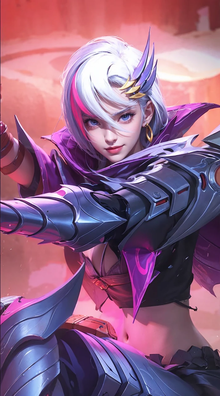 Realistic, Benedetta from Mobile legends, ultra detail, high quality, masterpiece, ultra hd, perfect face, perfect detail, fokus high detail, detail face, smile