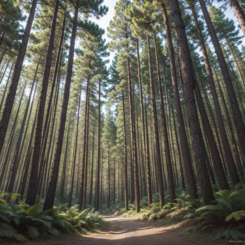Painting of a pine forest