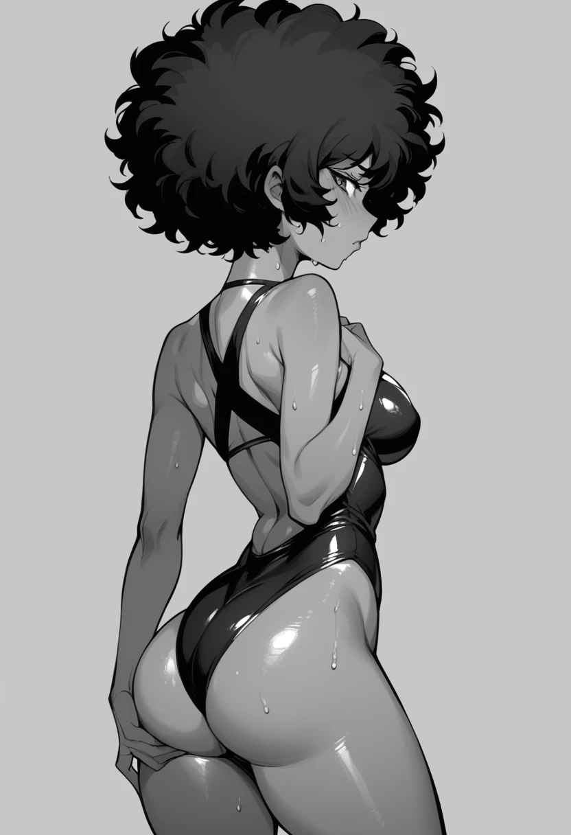  Slim beautiful woman, black , ,short afro hair, , small ass, big thighs, Swimsuit , sweating , no clothes 