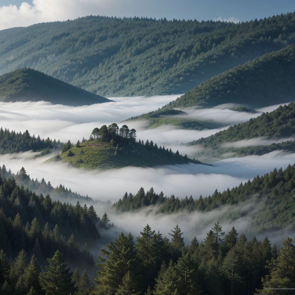 Painting of a sedrinho forest with fog