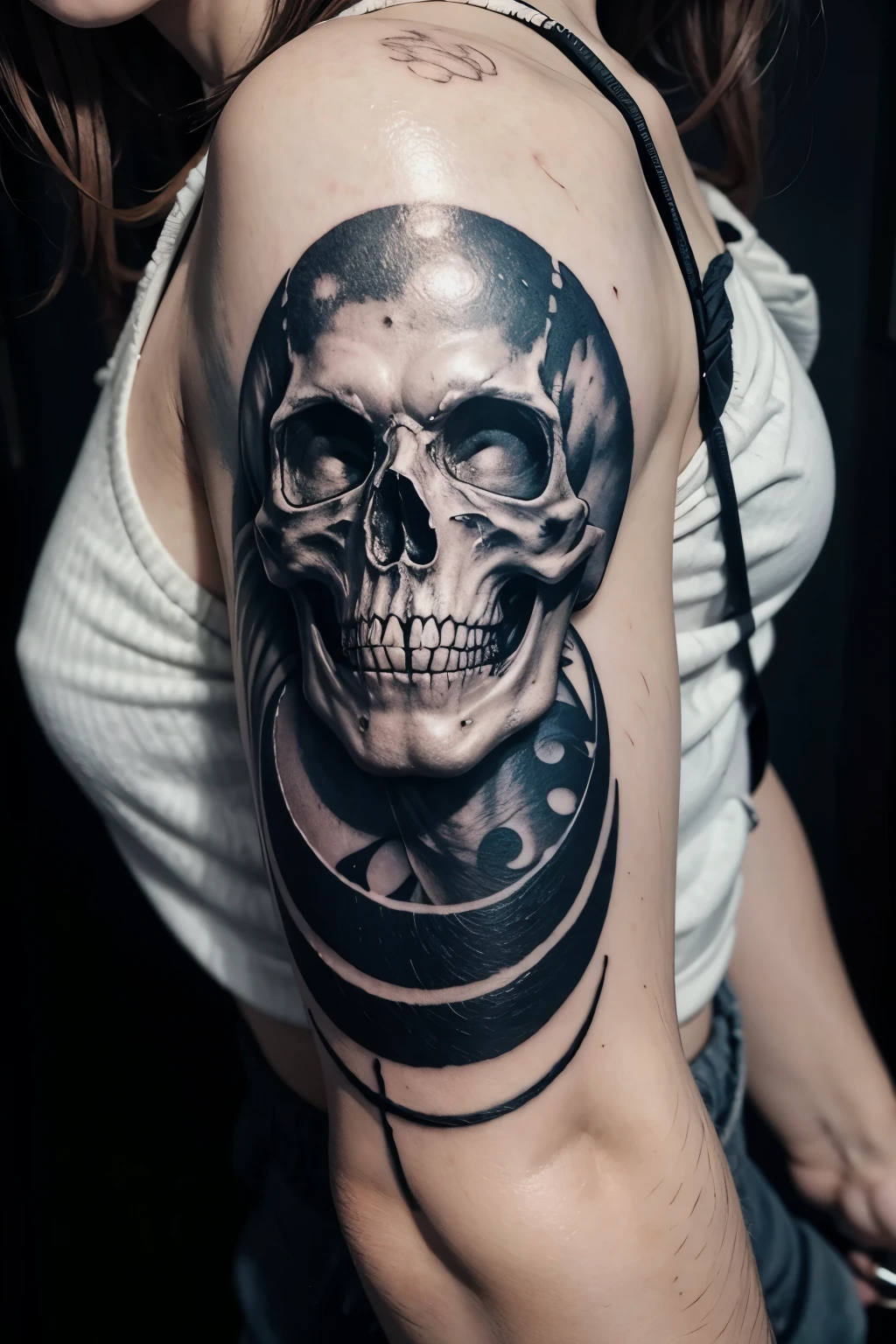 skeleton moon tattoo