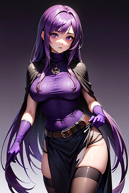 Highest quality　Highest quality　Draw a face carefully　High-definition anime-style face　Super Glowing Skin　Long black hair　Black leotard　Purple pantyhose　Succubus　lure　smile　squat