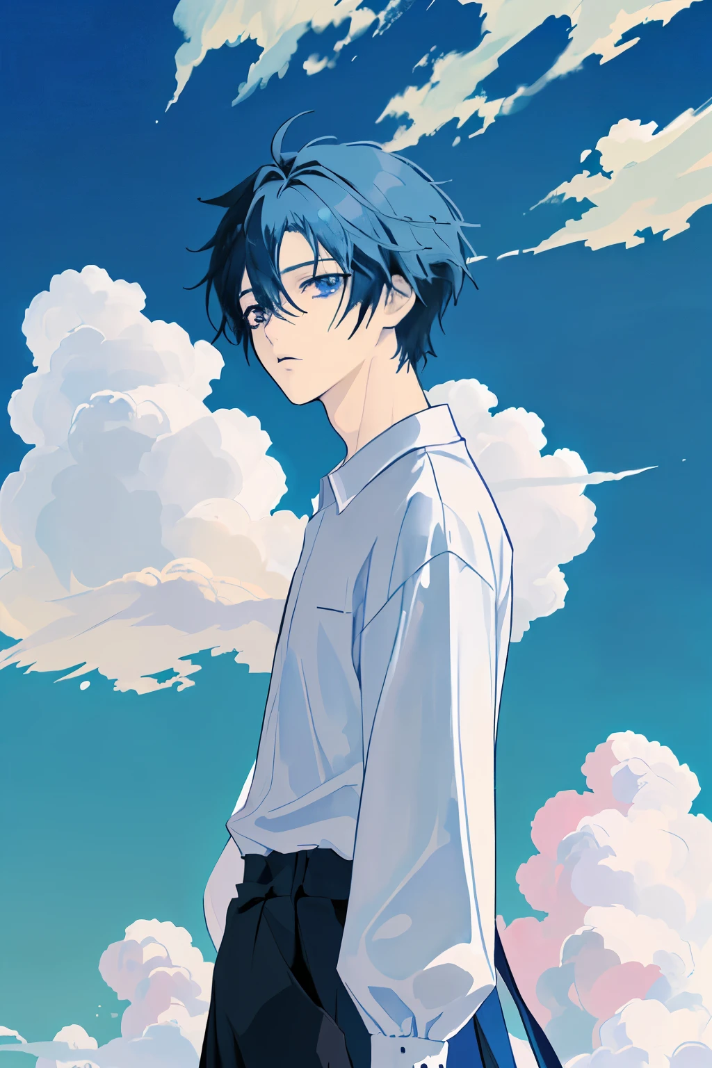 anime, 2d background, background only, sky, simple background, background only, few cloud only, background only