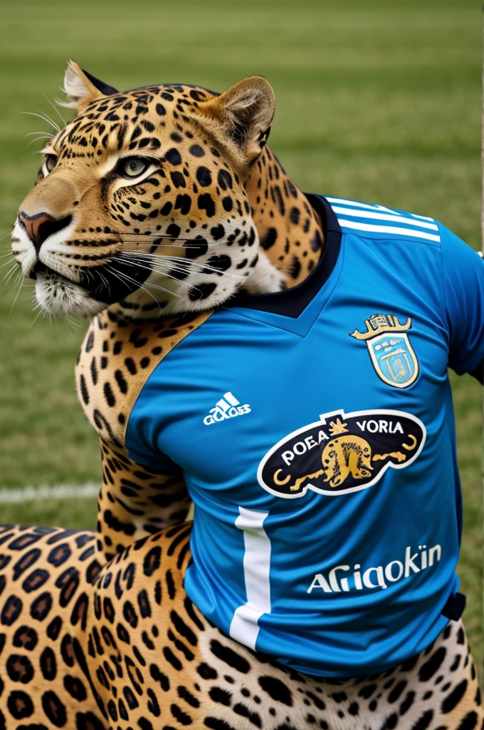 Jaguar animal wearing Argentine soccer team shirt