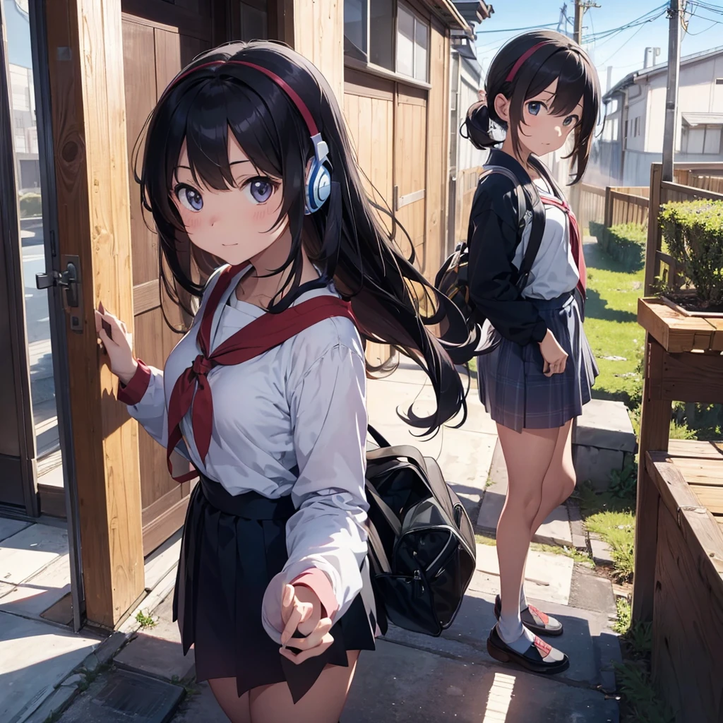 Japanese cartoon listening to music at classical school